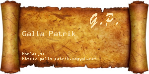 Galla Patrik névjegykártya